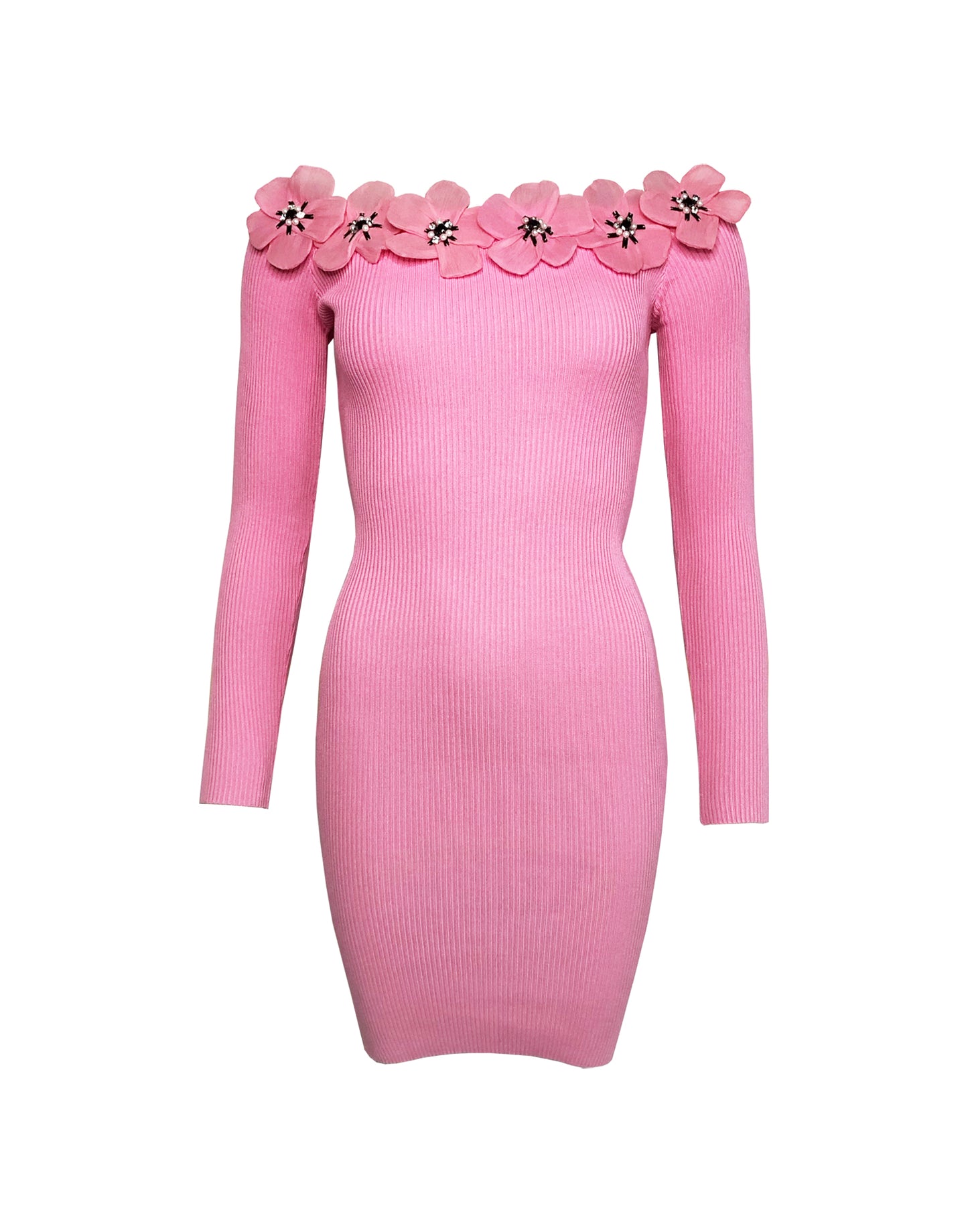 Arya Pink Ribbed Knit Dress