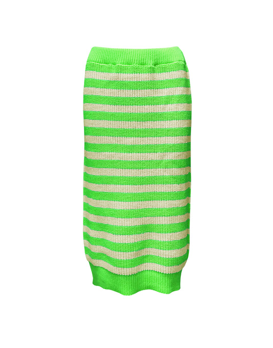 LAST PIECE - Daisy striped knitted skirt Green