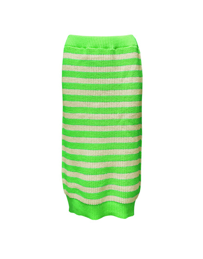 Daisy striped knitted skirt Green