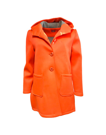 Neo fluo orange hooded coat