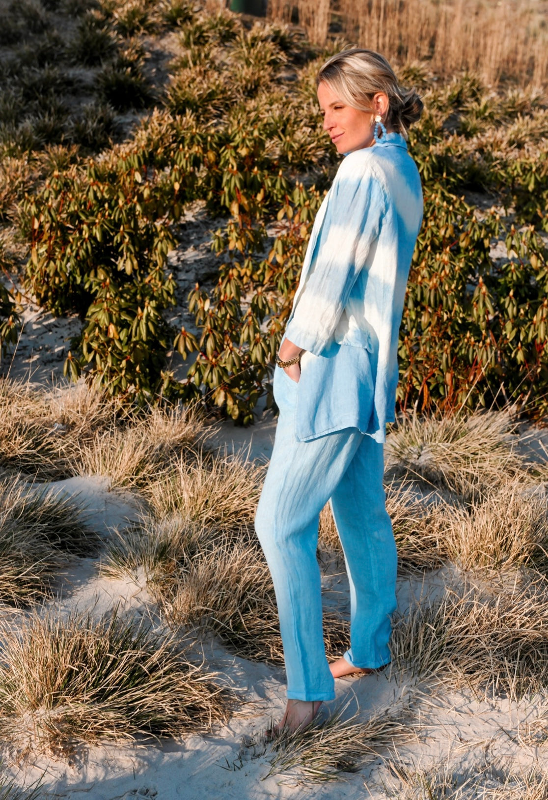 Selina bleach blue linen jacket