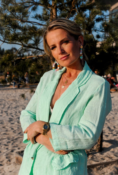 Selina aqua linen jacket