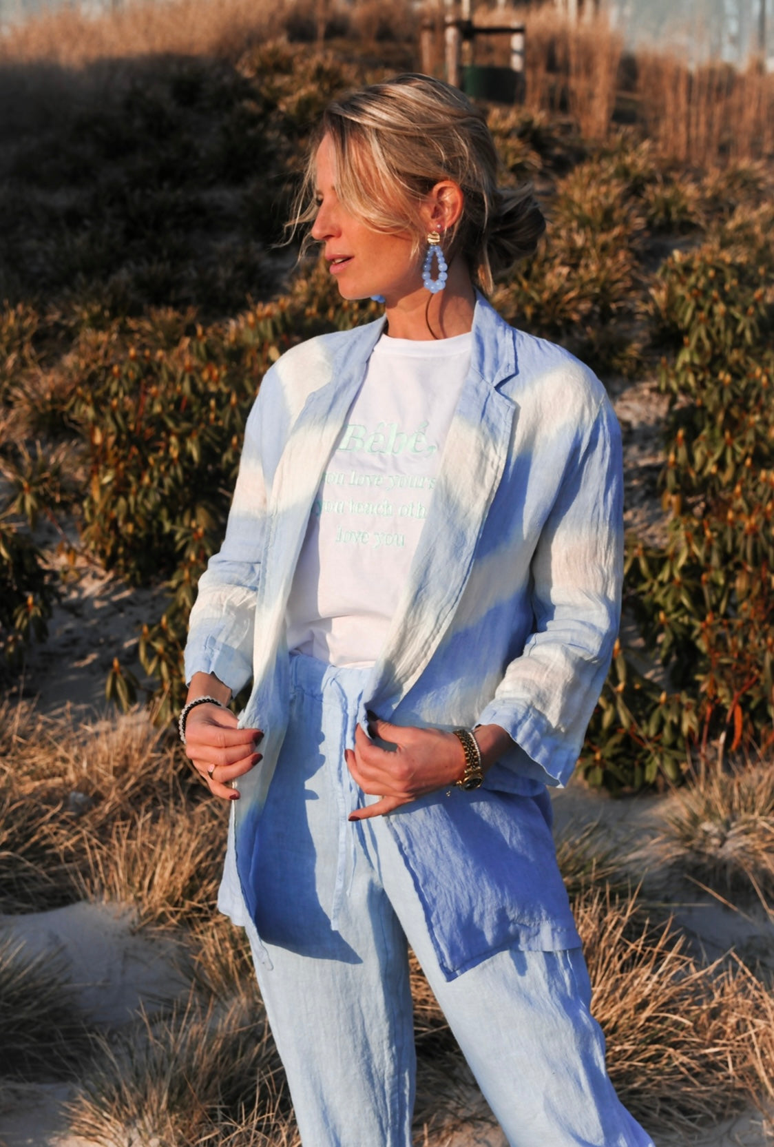 Selina bleach blue linen jacket