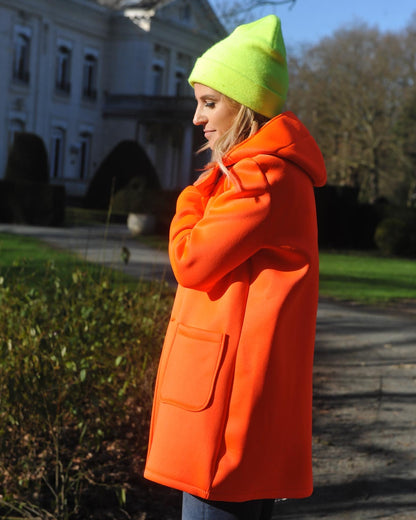 Neo fluo orange hooded coat